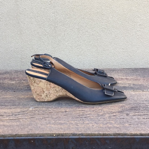 Kelly & Katie Shoes - 3/$20{Kelly & Katie}Navy SlingBack CorkHeelPeepToe